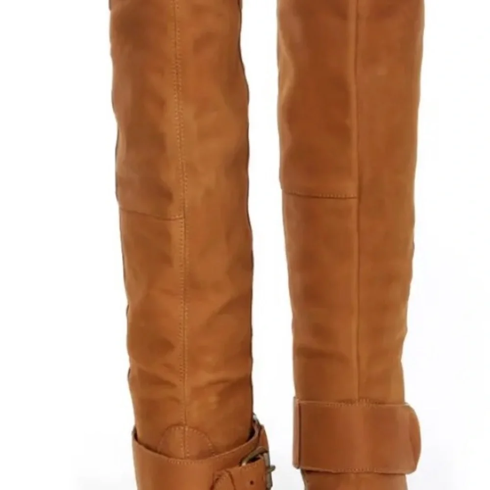 Steve Madden Women’s COGNAC BANKKER LEATHER KNEE HIGH RIDING BOOTS